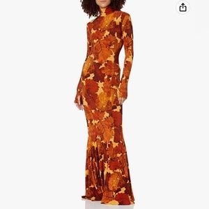 Norma Kamali Women's Long Sleeve Turtle Fishtail Gown